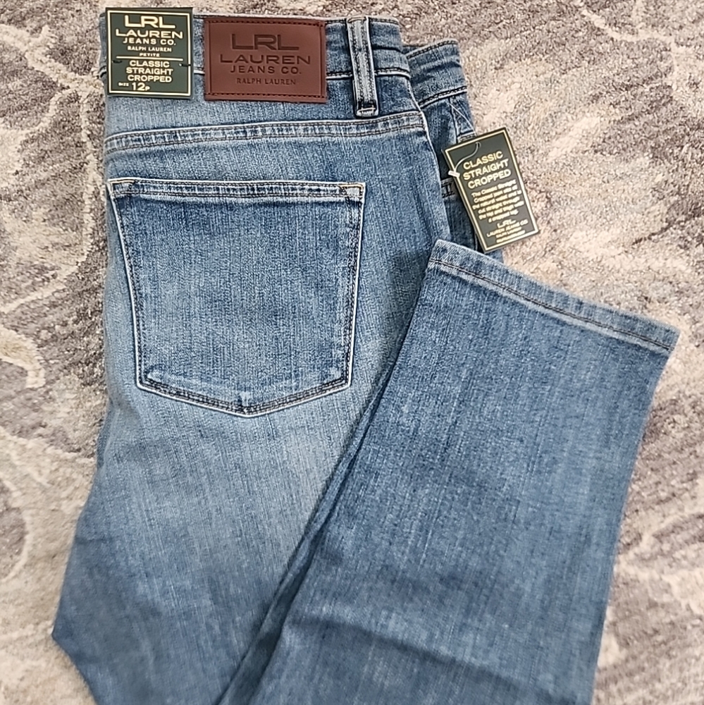 NWT LAUREN Ralph Lauren Women's classic Striaght Cropped Jeans Denim
